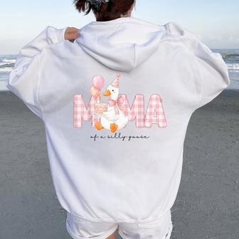 Mama Of The Silly Goose Birthday Matching Family Outfit Women Oversized Hoodie Back Print - Thegiftio UK