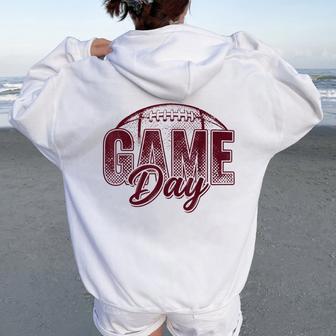 Maroon Game Day Football Touchdown Season Kids Women Oversized Hoodie Back Print - Thegiftio UK