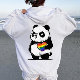 Mes Del Orgullo Lgbtq De Grumpy Panda In Mangas Women Oversized Hoodie Back Print - Regaloses