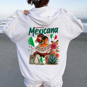 Mexican Hispanic Heritage Girls Idea & Mexico Flag Mexicana Women Oversized Hoodie Back Print - Thegiftio UK
