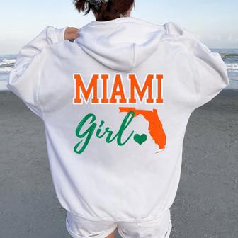Miami Girl Cute Heart Map Shape Women Oversized Hoodie Back Print - Thegiftio UK