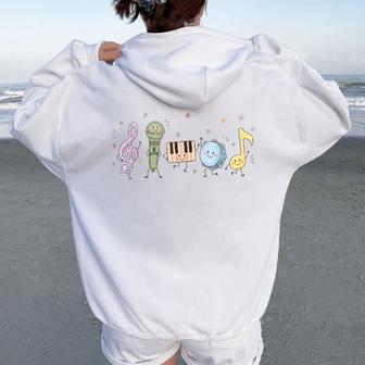 Music Teacher Doodle Elementary Choir Band Back To School Women Oversized Hoodie Back Print - Thegiftio UK
