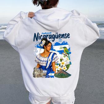 Nicaraguan Flag Idea For Nicaragua Hispanic Heritage Women Oversized Hoodie Back Print - Thegiftio UK