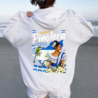 Nicaraguan Flag Themed Idea For Pinolera Nicaragua Women Oversized Hoodie Back Print - Thegiftio UK