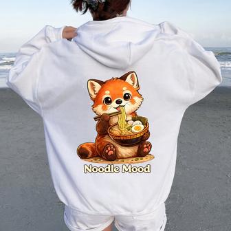 Noodle Mood Panda Roux Mignon Avec Ramenuper Idée Cadeau Haut De Gamme Sweat à capuche oversize pour femme avec imprimé dans le dos - Cadeauxyz