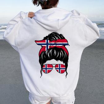 Noruega Niña Noruega Bandera Noruega Orgullosa Noruega Women Oversized Hoodie Back Print - Regaloses