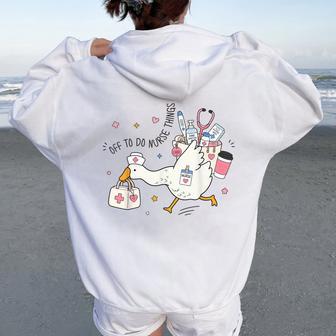 Off To Do Nurse Things Goose Coffee Nurse Women Oversized Hoodie Back Print - Thegiftio UK