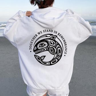 Orange Native American Anti-Bullying Unity Day Girls Kids Women Oversized Hoodie Back Print - Thegiftio UK