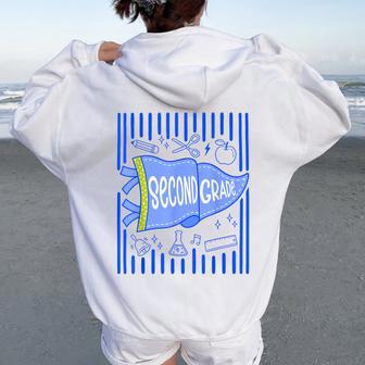 Pennants Striped 2Nd Grade Boys Back To School Second Grade Women Oversized Hoodie Back Print - Thegiftio UK