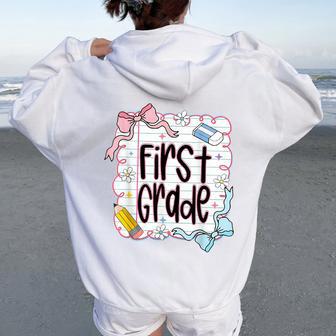 Preppy Back To School First Day Of School 1St Grade Teacher Women Oversized Hoodie Back Print - Thegiftio UK