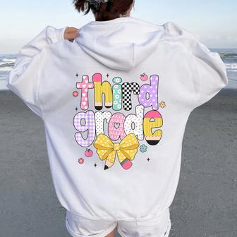 Preppy Third Grade Teacher 3Rd Grade Back To School Girls Women Oversized Hoodie Back Print - Thegiftio UK