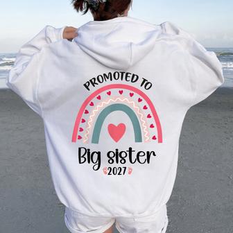 Promoted Big Sister 2027 Big Sister Announcement Women Oversized Hoodie Back Print - Thegiftio UK