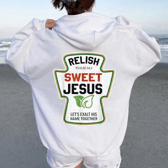 Relish Sweet Jesus Christian Ketchup Women Oversized Hoodie Back Print - Thegiftio UK