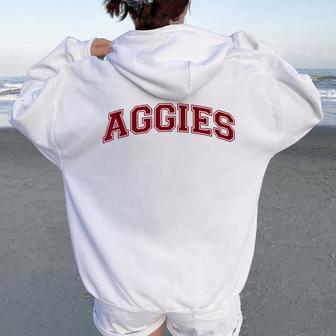 Retro Personalized Aggies-Heart Kid Women Oversized Hoodie Back Print - Thegiftio UK