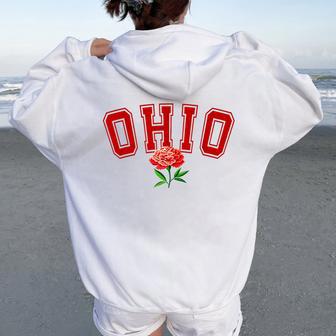 State Of Ohio Flower Women Oversized Hoodie Back Print - Thegiftio UK