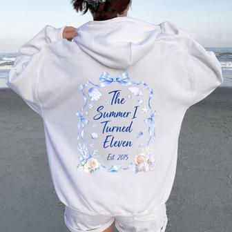 Summer I Turned Eleven Est 2015 Girl 11 Years Old 11Th Bday Women Oversized Hoodie Back Print - Thegiftio UK