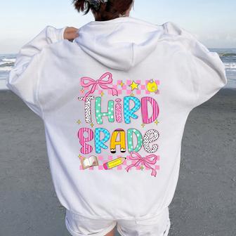 Third Grade Team Coquette Bow 3Rd Grade Teacher Girl Kid Women Oversized Hoodie Back Print - Thegiftio UK
