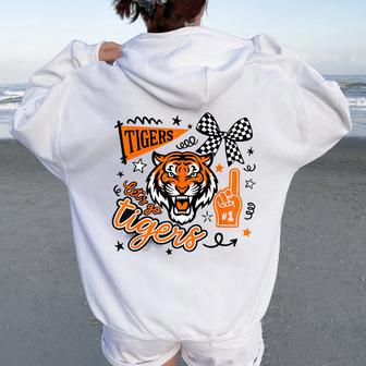 Tigers School Sports Team Spirit For Boys Girls Women Oversized Hoodie Back Print - Thegiftio UK