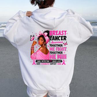 Together We Fight Pink Ribbon Breast Cancer Awareness Women Women Oversized Hoodie Back Print - Thegiftio UK