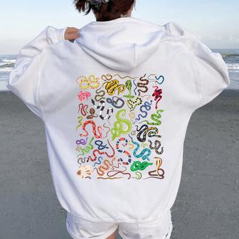 Types Of Snakes Educational Herpetologist Kids Boys Girls Women Oversized Hoodie Back Print - Thegiftio UK