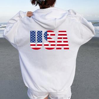 Usa Bandiera Patriottica Americana Per Uomini Donne Bambini Ragazzi Ragazze Us Felpa con cappuccio oversize da donna con stampa posteriore - Novitaregali