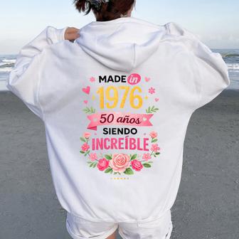 Vintage 1976 50 Años Cumpleaños Made In 1976 Women Oversized Hoodie Back Print - Regaloses