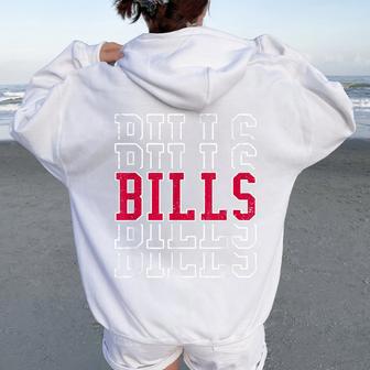 Vintage Bills Last Name For Kids Women Oversized Hoodie Back Print - Thegiftio UK