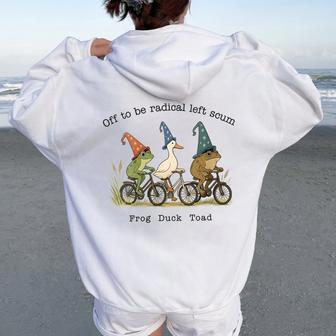 Women's Frog Duck Toad Off To Be Radical Left Scum Women Women Oversized Hoodie Back Print - Thegiftio UK