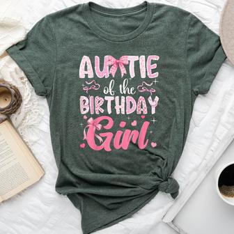 Auntie Of The Birthday Girl Pink Coquette Bow Family Bella Canvas T-shirt | Seseable UK