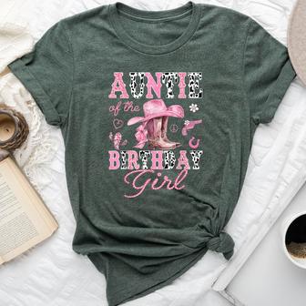 Auntie Of The Birthday Girl Pink Cowgirl Western Rodeo Bella Canvas T-shirt | Seseable UK