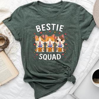 Bestie Squad Twinning Best Friend Matching Girls Twin Cats Bella Canvas T-shirt | Seseable UK