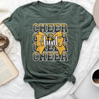 Cheer Aunt Auntie Bow Sport Cheerleader Cheerleading Yellow Bella Canvas T-shirt | Seseable UK