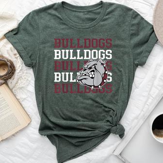 Maroon Bulldogs School Spirit Bulldog Mascot Teacher Bulldog Bella Canvas T-shirt | Seseable UK