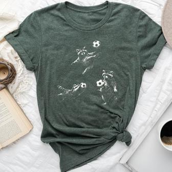 Racoon Playing Soccer Game Day Retro Vintage Soccer Mama Kid Bella Canvas T-shirt | Seseable UK