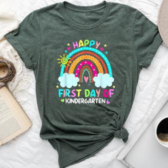 Rainbow Happy First Day Of Kindergarten Back To School Bella Canvas T-shirt | Seseable UK