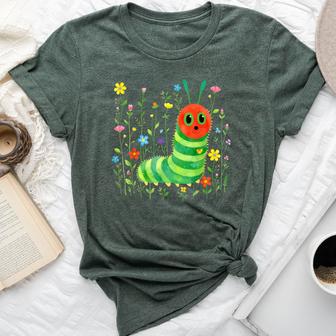 Wildflower Flower Floral Cute Caterpillar Bella Canvas T-shirt | Seseable UK