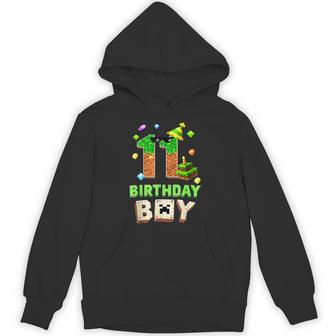 11Th Birthday Boy Video Pixel Game Level 11 Unlocked Hoodie - Thegiftio UK