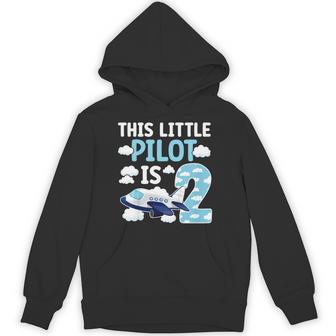 2Nd Airplane Birthday Party Two Year Old Pilot Birthday Hoodie - Thegiftio UK