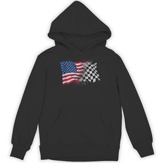 4Th Of July Checkered Usa American Flag Car Racing Track Hoodie - Thegiftio UK
