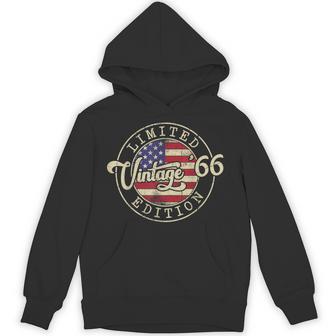 60Th Birthday Vintage 1966 American Flag 60 Years Old Hoodie - Thegiftio UK