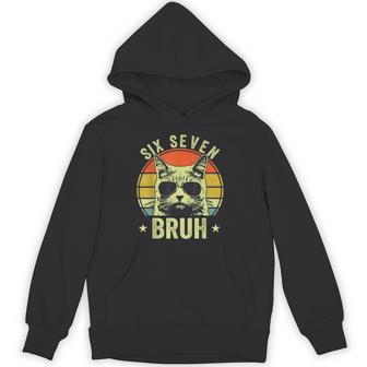 67 Bruh Cat Meme Six Seven 6 7 Kids Boys Men Hoodie - Thegiftio UK
