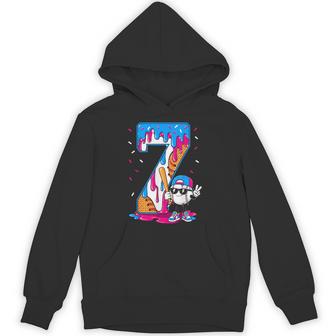 7Th Birthday Baseball Ice Cream Drip 7 Year Old Boys Batter Hoodie - Thegiftio UK