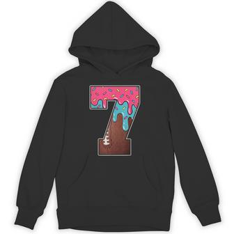 7Th Birthday Boy American Football Ice Cream Drip 7 Year Old Hoodie - Thegiftio UK