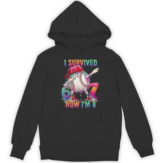 8Th Birthday Baseball Boy Kids I Survived 67 Now I`M 8 Year Hoodie - Thegiftio UK