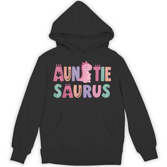 Auntie Saurus Family Birthday Boy Dinosaur Three Rex Party Hoodie - Thegiftio UK