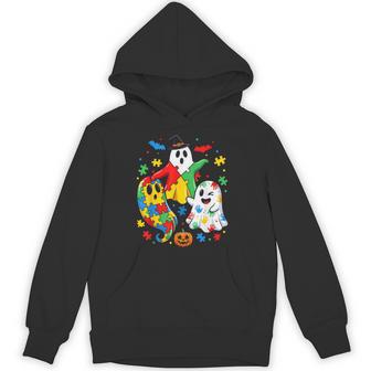 Autism Halloween Ghost Puzzle Piece Awareness Kids Hoodie - Thegiftio UK