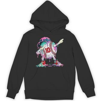 Baseball 10 Year Ice Cream Drip 10Th Birthday Boy Number 10 Hoodie - Thegiftio UK