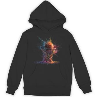 Basketball Splash Graphic Colorful Basketball Player Team Hoodie - Thegiftio UK