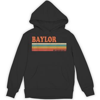 Baylor Retro Personalized First Name Vintage Stripes Hoodie - Thegiftio UK