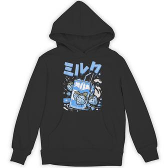 Blue Strawberry Milk Blue Color Graphic Hoodie - Thegiftio UK